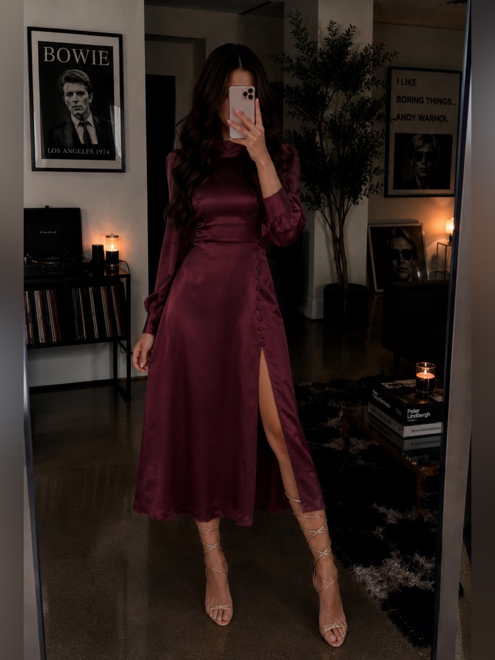 Reformation Maple Silk Midi Dress Plum Burgundy Womens 2 EUC